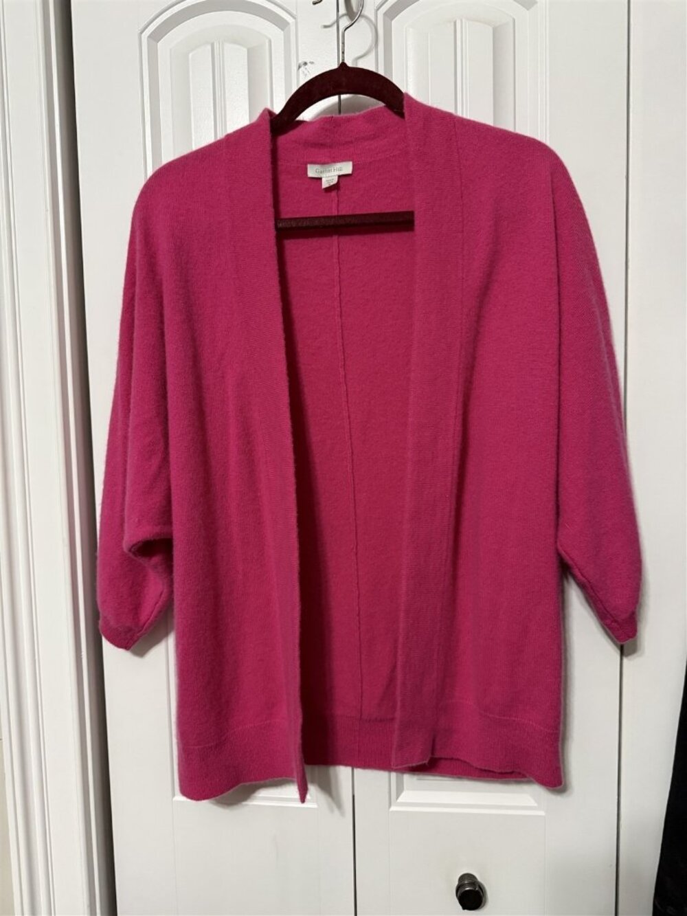 Garnet Hill Women's Pink Cardigan Sweater Medium Open Front 100% Cashmere